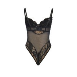 SUBBLIME - 955618 BODY DE ENCAJE CON CIERRE INFERIOR NEGRO TALLA S/M