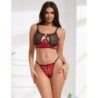 SUBBLIME - 955533 CONJUNTO DE SUJETADOR DE MALLA CON CREMALLERA DE CHAROL ROJO S/M