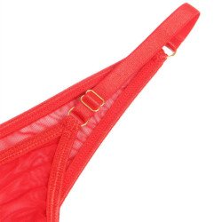 SUBBLIME - 955519 CONJUNTO DE SUJETADOR CON CADENAS Y CORAZÓN DE MALLA ROJO S/M