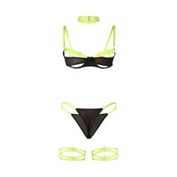 SUBBLIME - 955281 CONJUNTO DE SUJETADOR CON COLLAR Y DETALLES EN LAS PIERNAS VERDE FLUORESCENTE L/XL