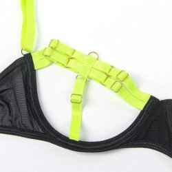 SUBBLIME - 955274 CONJUNTO DE SUJETADOR CON COLLAR Y DETALLES EN LAS PIERNAS VERDE FLUORESCENTE S/M
