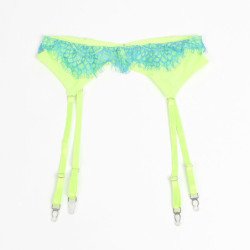 SUBBLIME - 955311 CONJUNTO DE SUJETADOR CON ENCAJE Y LIGUEROS VERDE Y AZUL S/M
