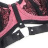 SUBBLIME - 955588 CONJUNTO DE SUJETADOR DE MALLA CON CREMALLERA DE CHAROL ROSA L/XL