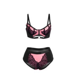 SUBBLIME - 955571 CONJUNTO DE SUJETADOR DE MALLA CON CREMALLERA DE CHAROL ROSA TALLA S/M