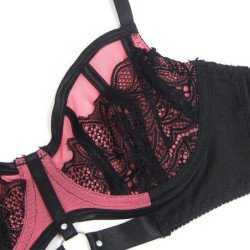 SUBBLIME - 955571 CONJUNTO DE SUJETADOR DE MALLA CON CREMALLERA DE CHAROL ROSA TALLA S/M
