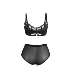 SUBBLIME - 955557 CONJUNTO DE SUJETADOR DE MALLA CON CREMALLERA DE CHAROL VERDE S/M