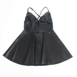 SUBBLIME - 955380 VESTIDO CON TIRANTES DE CUERO NEGRO TALLA L/XL