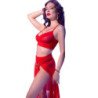 CHILIROSE - CR 4850 SET TOP ROJO Y LEGGINS CON COMPLEMENTOS DORADOS XL