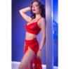 CHILIROSE - CR 4850 SET TOP ROJO Y LEGGINS CON COMPLEMENTOS DORADOS XL