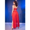 CHILIROSE - CR 4850 SET TOP ROJO Y LEGGINS CON COMPLEMENTOS DORADOS XL