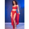 CHILIROSE - CR 4850 SET TOP ROJO Y LEGGINS CON COMPLEMENTOS DORADOS L