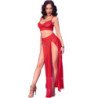 CHILIROSE - CR 4850 SET TOP ROJO Y LEGGINS CON COMPLEMENTOS DORADOS M