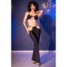 CHILIROSE - CR 4851 SET TOP NEGRO Y LEGGINS CON COMPLEMENTOS DORADOS L