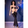 CHILIROSE - CR 4851 SET TOP NEGRO Y LEGGINS CON COMPLEMENTOS DORADOS L