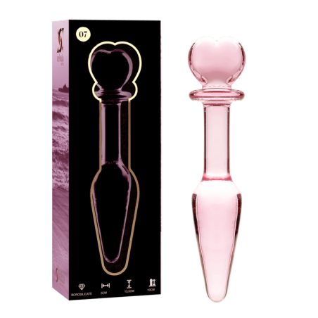 SERIE NEBULA DE IBIZA - MODELO 7 TAPÓN ANAL DE VIDRIO DE BOROSILICATO ROSA 13,5 CM -O- 3 CM