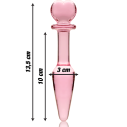 SERIE NEBULA DE IBIZA - MODELO 7 TAPÓN ANAL DE VIDRIO DE BOROSILICATO ROSA 13,5 CM -O- 3 CM