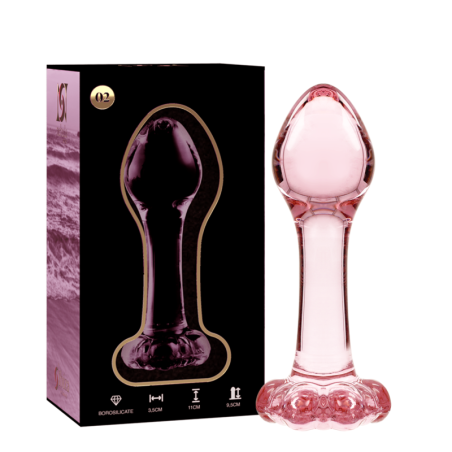 SERIE NEBULA DE IBIZA - MODELO 2 TAPÓN ANAL DE VIDRIO DE BOROSILICATO ROSA 11 CM -O- 3,5 CM