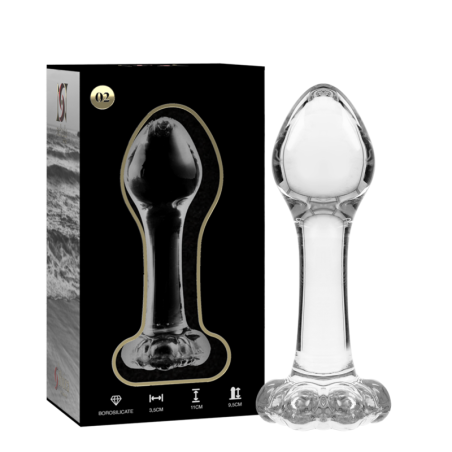SERIE NEBULA DE IBIZA - MODELO 2 TAPÓN ANAL DE VIDRIO DE BOROSILICATO TRANSPARENTE 11 CM -O- 3,5 CM