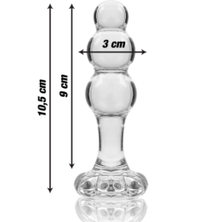 SERIE NEBULA DE IBIZA - MODELO 1 TAPÓN ANAL DE VIDRIO DE BOROSILICATO TRANSPARENTE 10,5 CM -O- 3 CM