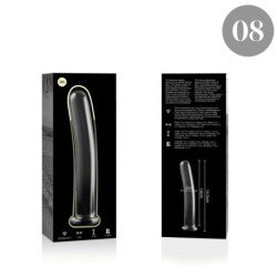 SERIE NEBULA DE IBIZA - MODELO 8 DILDO DE VIDRIO DE BOROSILICATO TRANSPARENTE 14,5 CM -O- 2 CM