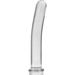 SERIE NEBULA DE IBIZA - MODELO 8 DILDO DE VIDRIO DE BOROSILICATO TRANSPARENTE 14,5 CM -O- 2 CM