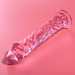 SERIE NEBULA DE IBIZA - MODELO 12 DILDO DE VIDRIO DE BOROSILICATO ROSA 17 CM -O- 3,5 CM