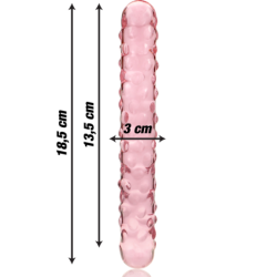 SERIE NEBULA DE IBIZA - MODELO 15 DILDO DE VIDRIO DE BOROSILICATO ROSA 18,5 CM -O- 3 CM