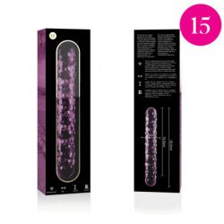 SERIE NEBULA DE IBIZA - MODELO 15 DILDO DE VIDRIO DE BOROSILICATO ROSA 18,5 CM -O- 3 CM