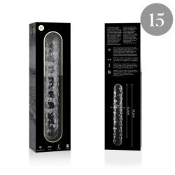 SERIE NEBULA DE IBIZA - MODELO 15 DILDO DE VIDRIO DE BOROSILICATO TRANSPARENTE 18,5 CM -O- 3 CM