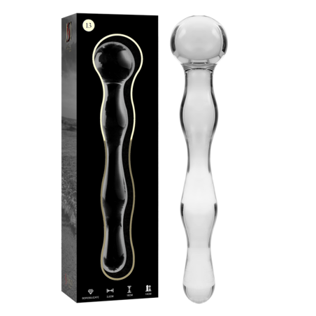 SERIE NEBULA DE IBIZA - MODELO 13 DILDO DE VIDRIO DE BOROSILICATO TRANSPARENTE 18 CM -O- 3,5 CM