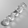 SERIE NEBULA DE IBIZA - MODELO 10 DILDO DE VIDRIO DE BOROSILICATO TRANSPARENTE 16,5 CM -O- 3,5 CM