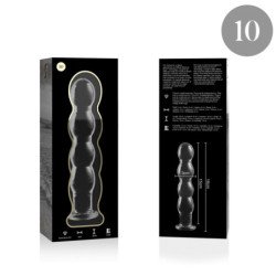 SERIE NEBULA DE IBIZA - MODELO 10 DILDO DE VIDRIO DE BOROSILICATO TRANSPARENTE 16,5 CM -O- 3,5 CM