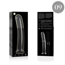 SERIE NEBULA DE IBIZA - MODELO 9 DILDO DE VIDRIO DE BOROSILICATO TRANSPARENTE 15,5 CM -O- 2,5 CM