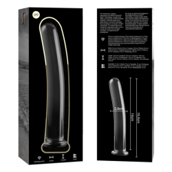 SERIE NEBULA DE IBIZA - MODELO 9 DILDO DE VIDRIO DE BOROSILICATO TRANSPARENTE 15,5 CM -O- 2,5 CM