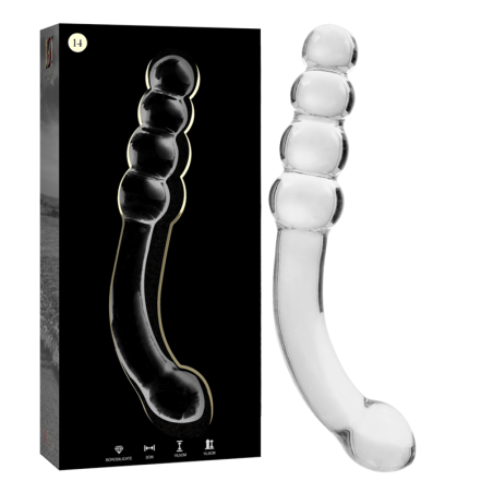 SERIE NEBULA DE IBIZA - MODELO 14 DILDO DE VIDRIO DE BOROSILICATO TRANSPARENTE 18,5 CM -O- 3 CM