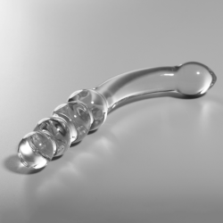 SERIE NEBULA DE IBIZA - MODELO 14 DILDO DE VIDRIO DE BOROSILICATO TRANSPARENTE 18,5 CM -O- 3 CM