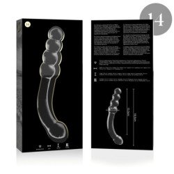 SERIE NEBULA DE IBIZA - MODELO 14 DILDO DE VIDRIO DE BOROSILICATO TRANSPARENTE 18,5 CM -O- 3 CM