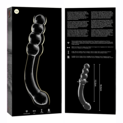 SERIE NEBULA DE IBIZA - MODELO 14 DILDO DE VIDRIO DE BOROSILICATO TRANSPARENTE 18,5 CM -O- 3 CM