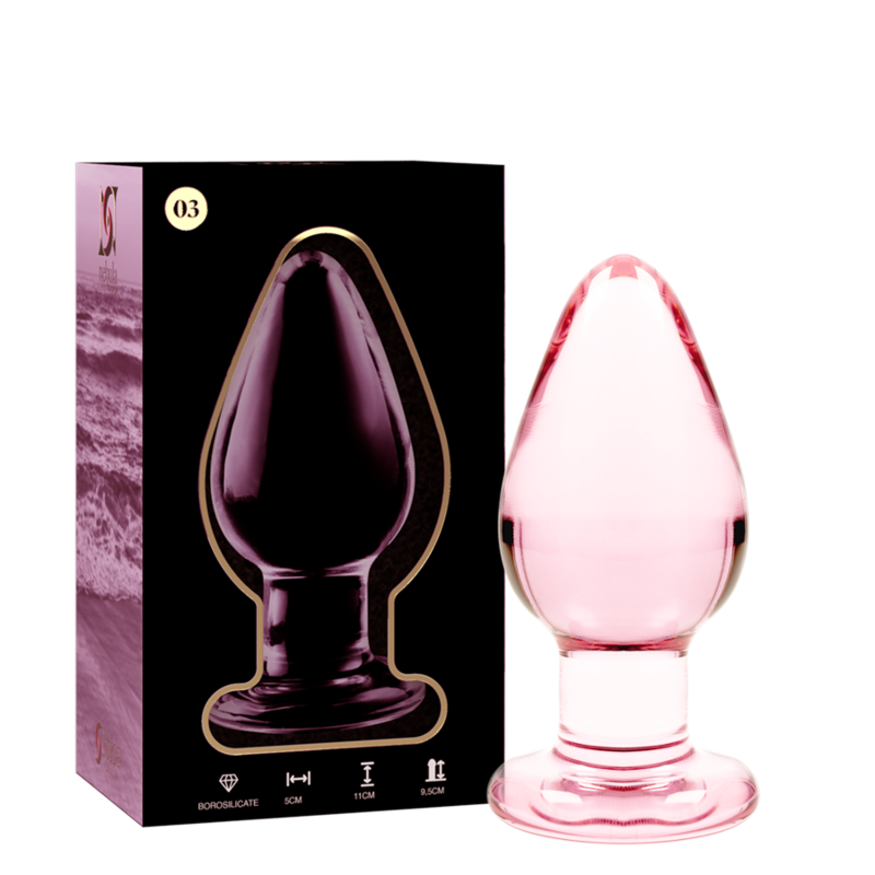 SERIE NEBULA DE IBIZA - MODELO 3 TAPÓN ANAL DE VIDRIO DE BOROSILICATO ROSA 11 CM -O- 5 CM