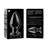 SERIE NEBULA DE IBIZA - MODELO 3 TAPÓN ANAL DE VIDRIO DE BOROSILICATO TRANSPARENTE 11 CM -O- 5 CM