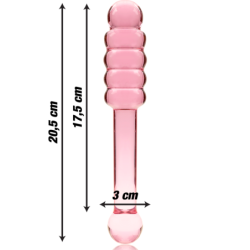 SERIE NEBULA DE IBIZA - MODELO 20 DILDO DE VIDRIO DE BOROSILICATO ROSA 20,5 CM -O- 3 CM
