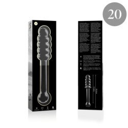 SERIE NEBULA DE IBIZA - MODELO 20 DILDO DE VIDRIO DE BOROSILICATO TRANSPARENTE 20,5 CM -O- 3 CM