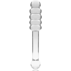 SERIE NEBULA DE IBIZA - MODELO 20 DILDO DE VIDRIO DE BOROSILICATO TRANSPARENTE 20,5 CM -O- 3 CM