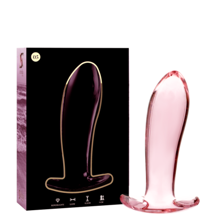 SERIE NEBULA DE IBIZA - MODELO 5 TAPÓN ANAL DE VIDRIO DE BOROSILICATO ROSA 12,5 CM -O- 3,5 CM