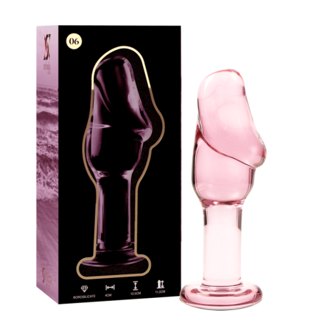 SERIE NEBULA DE IBIZA - MODELO 6 TAPÓN ANAL DE VIDRIO DE BOROSILICATO ROSA 12,5 CM -O- 4 CM