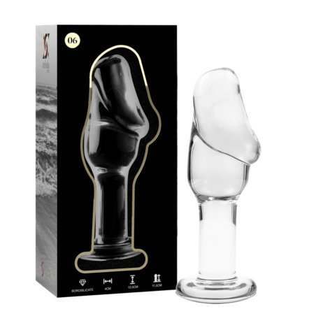 SERIE NEBULA DE IBIZA - MODELO 6 TAPÓN ANAL DE VIDRIO DE BOROSILICATO TRANSPARENTE 12,5 CM -O- 4 CM