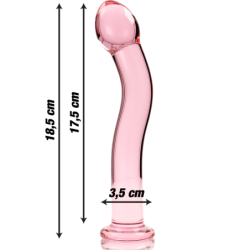SERIE NEBULA DE IBIZA - MODELO 18 DILDO DE VIDRIO DE BOROSILICATO ROSA 18,5 CM -O- 3,5 CM