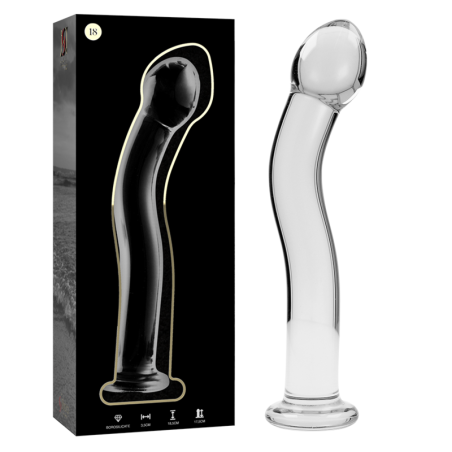 SERIE NEBULA DE IBIZA - MODELO 18 DILDO DE VIDRIO DE BOROSILICATO TRANSPARENTE 18,5 CM -O- 3,5 CM