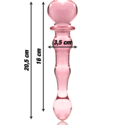SERIE NEBULA DE IBIZA - MODELO 21 DILDO DE VIDRIO DE BOROSILICATO ROSA 20,5 CM -O- 3,5 CM