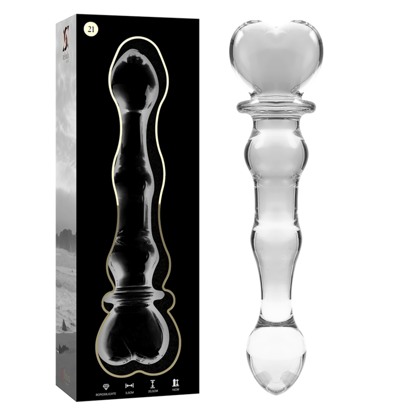 SERIE NEBULA DE IBIZA - MODELO 21 DILDO DE VIDRIO DE BOROSILICATO TRANSPARENTE 20,5 CM -O- 3,5 CM